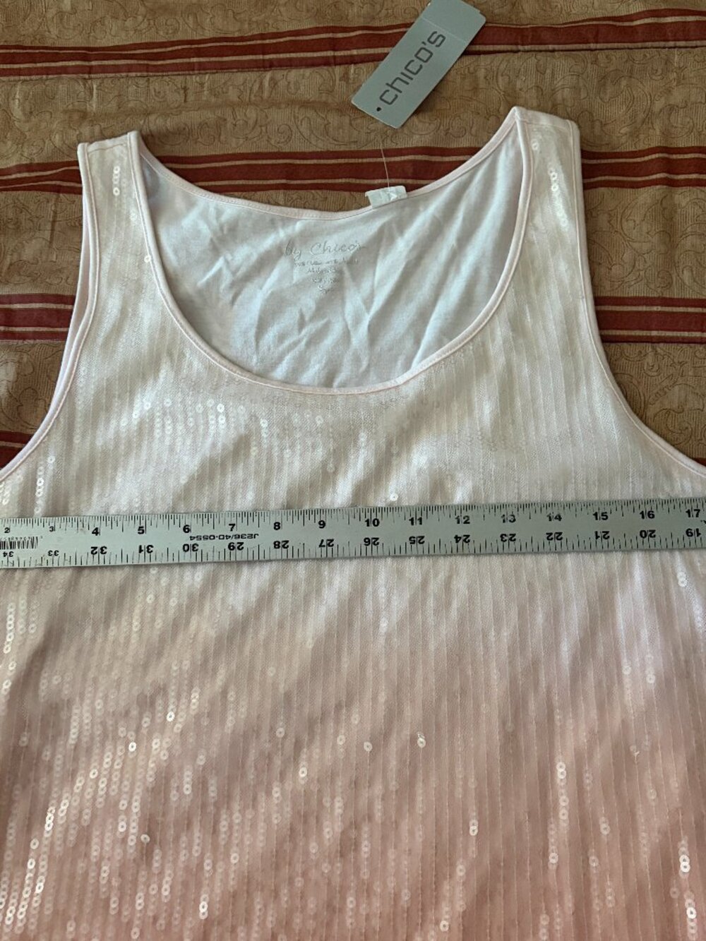 Chico's Ombre Pink Sequin Tank Top Size 2 Medium NWT - Picture 9 of 9
